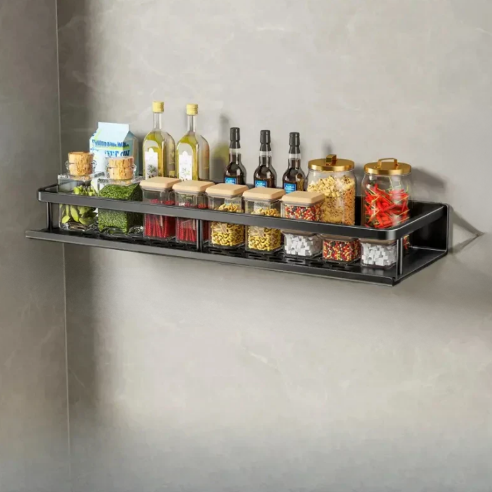 Wall-Mounted Kitchen Organizer Slim Storage Shelf with Towel Holder