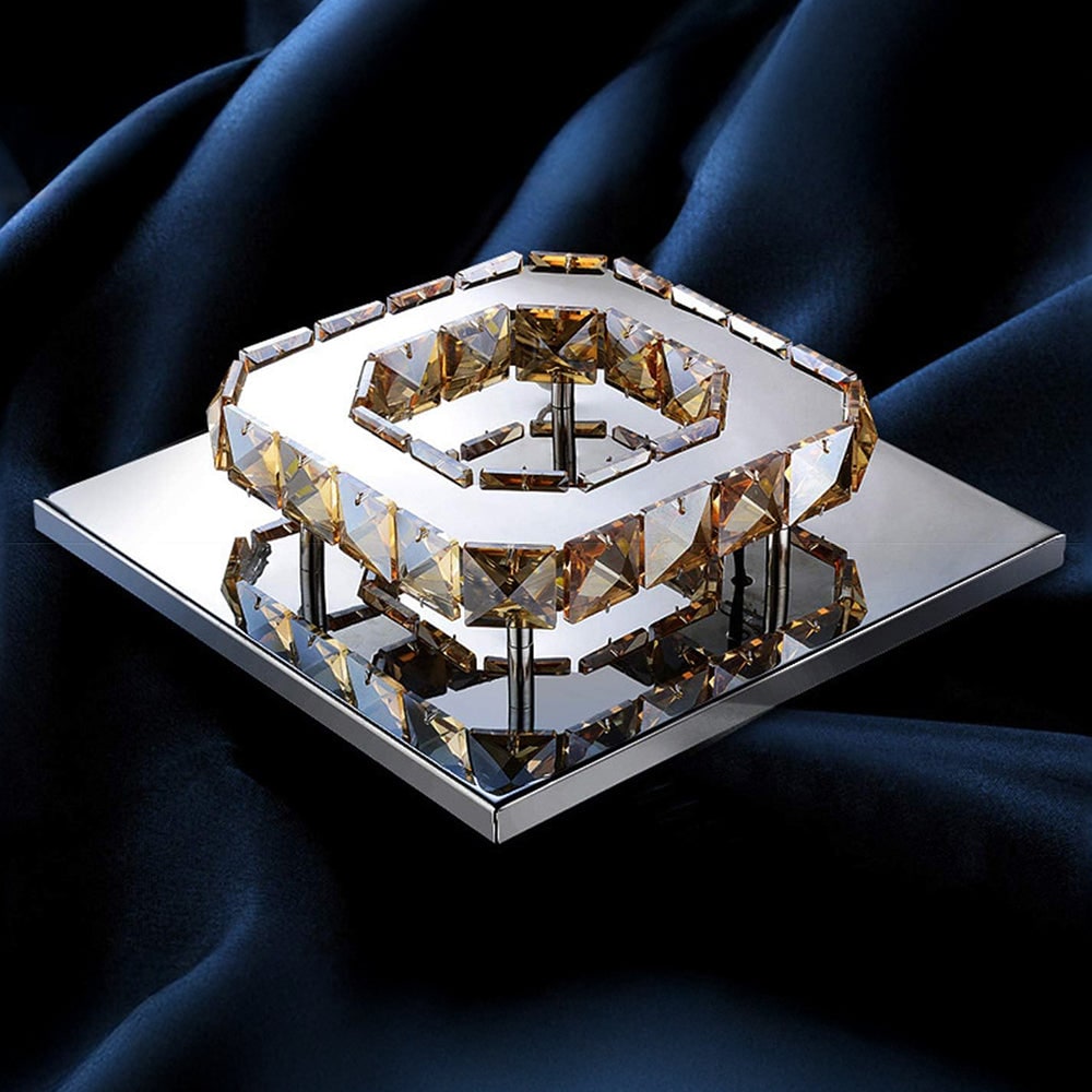 Flush Mount LED Ceiling Light with Crystal and Square Design for Bedroom Fixtures