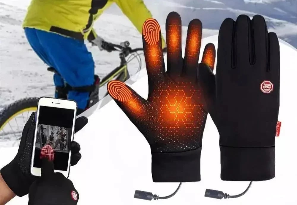 Heated Winter Thermal Gloves with Touchscreen Fingertips and Zipper Back