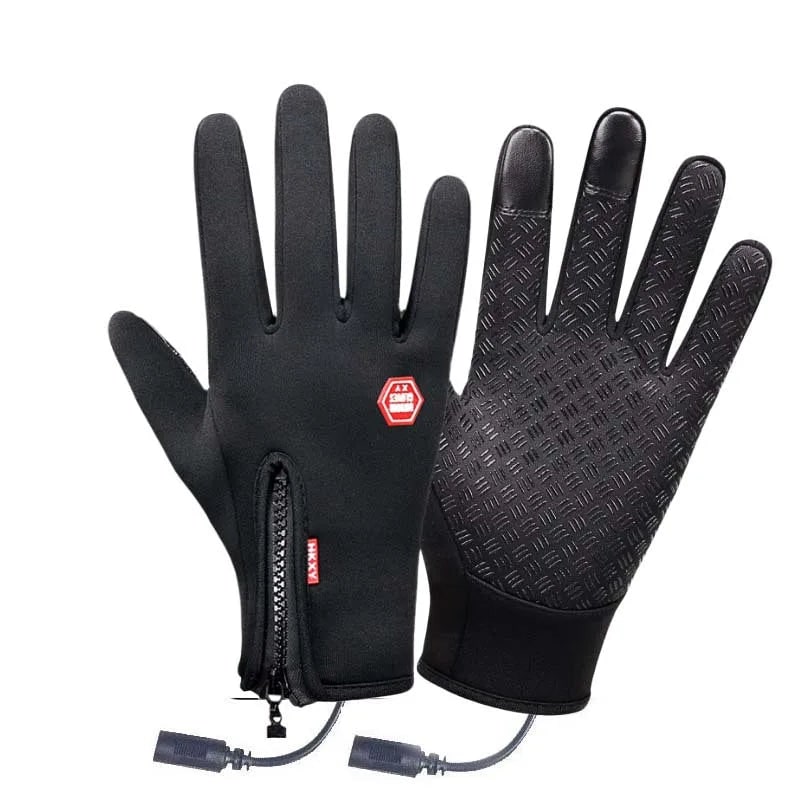 Heated Winter Thermal Gloves with Touchscreen Fingertips and Zipper Back