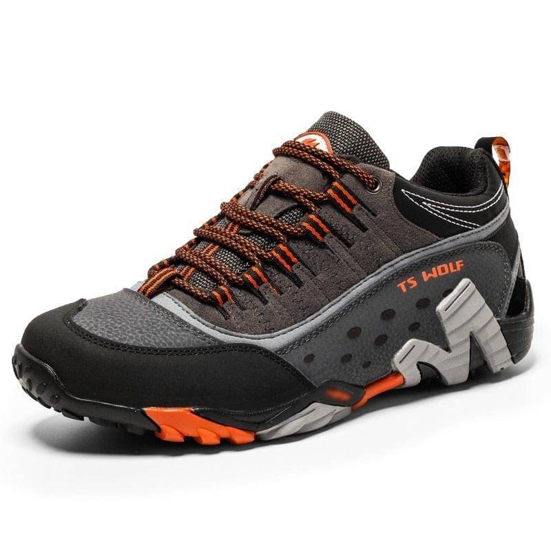 Men's Hiking Shoes with Lugged Sole Lace-Up Trekking and Trail with Padded Collar Light