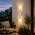 Outdoor Wall Sconce and Light with LED Up Down Lighting and Modern Rectangular Design