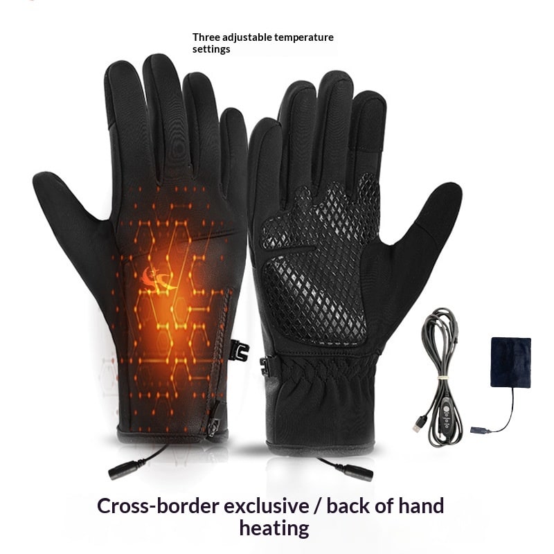 Rechargeable Heated Gloves with USB Power Touchscreen Compatible and Non-Slip Palm