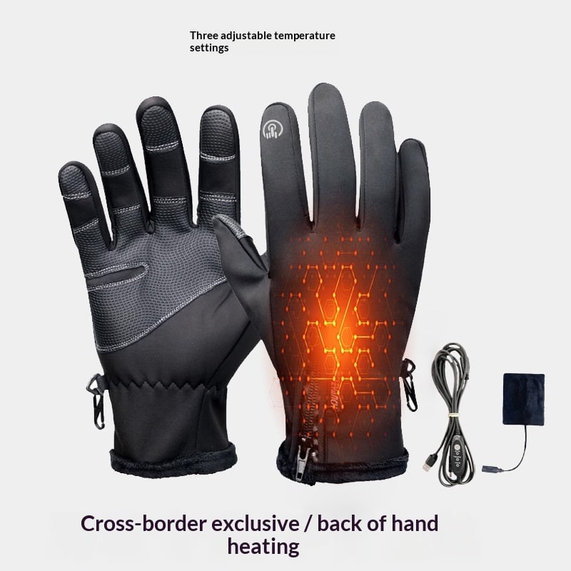 Rechargeable Heated Gloves with USB Power Touchscreen Compatible and Non-Slip Palm