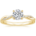 Round Brilliant Twisted Band Solitaire Engagement Ring with Pavé Diamond-Look Accents