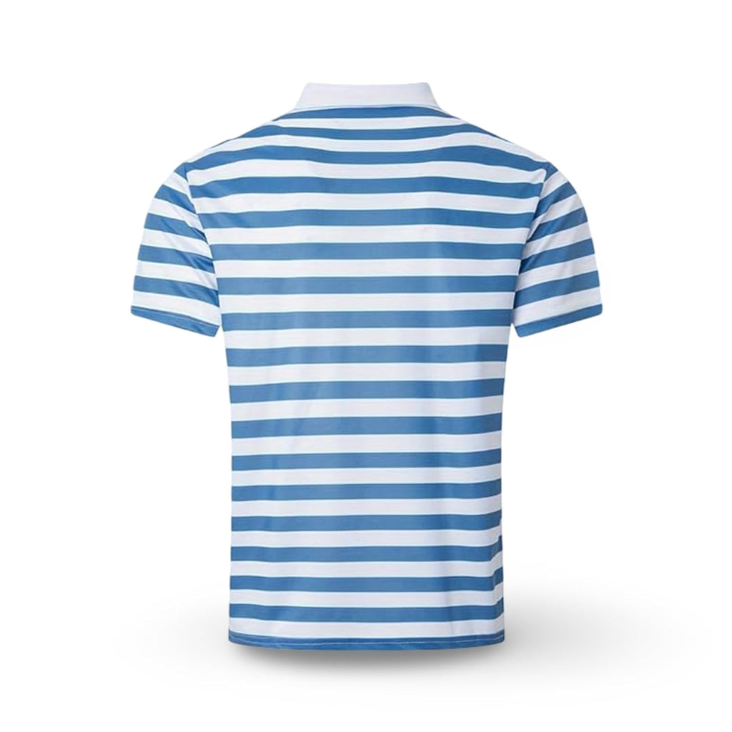 Striped Polo Shirt Mens Short Sleeve Casual Button Up Collar Regular Fit